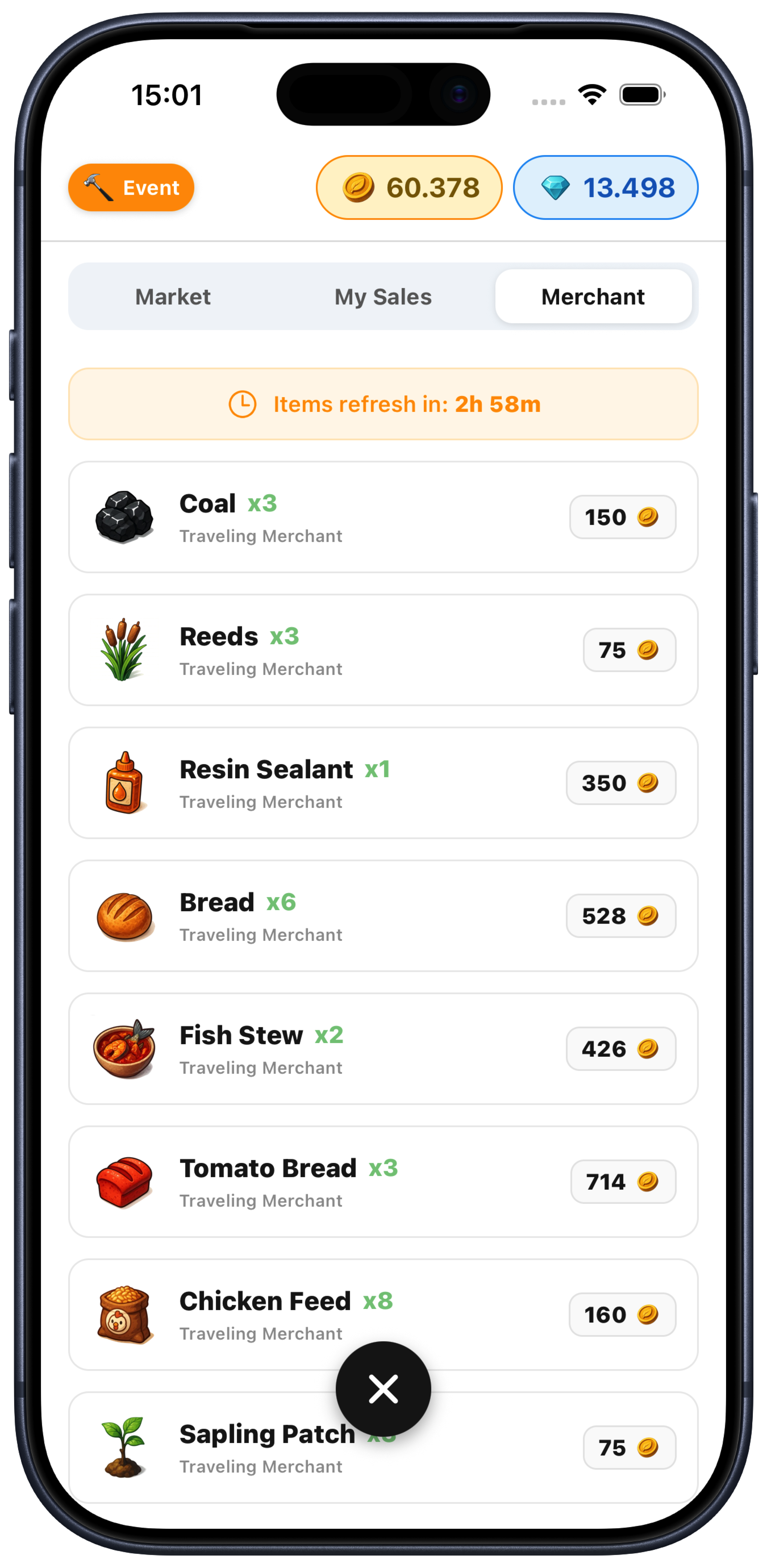Player market for trading