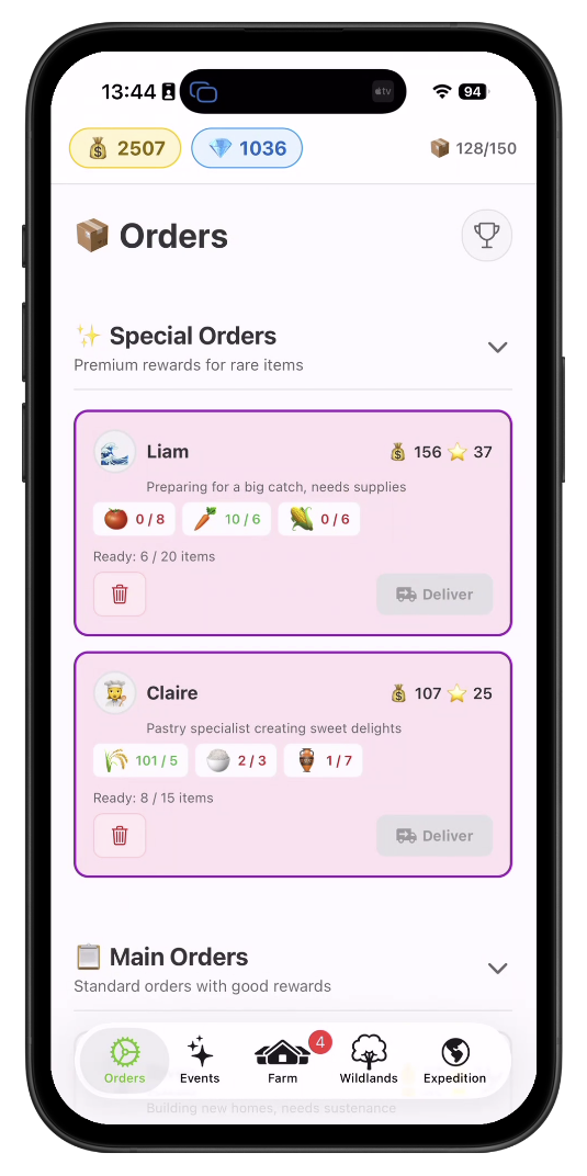 Orders view
